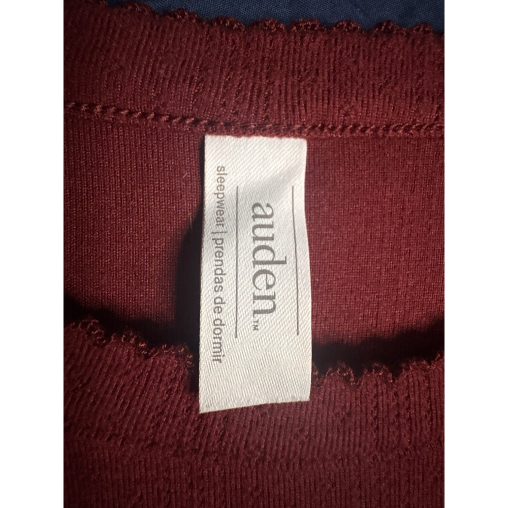 Auden Women’s XL Burgundy Pointelle Knit Pajama Short Sleeve Sleep Shirt Soft - Picture 6 of 7